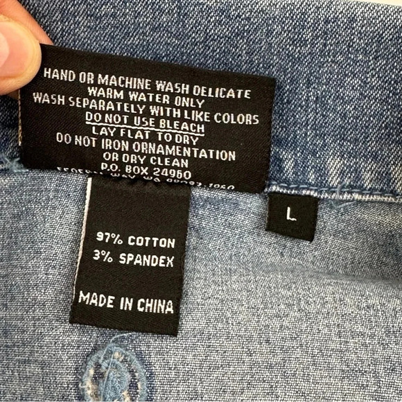 Christine Alexander 1990s Vintage Denim Jacket with Crystal Rhinestone Large - Picture 4 of 16